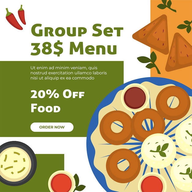 Vector group menu set discounts on food and dishes vector