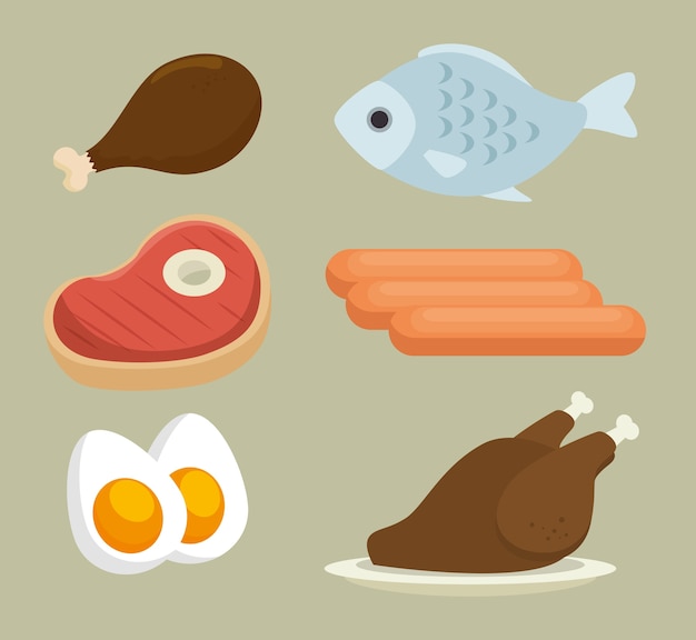 Vector group of nutritive food icons vector illustration design