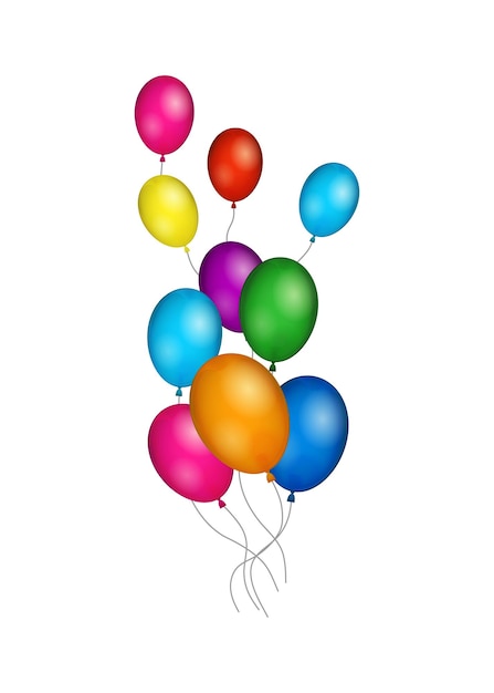 다채로운 헬륨 풍선의 그룹
