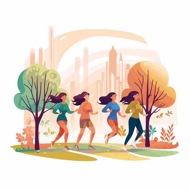 Vector group_of_overweight_people_jogging_vector