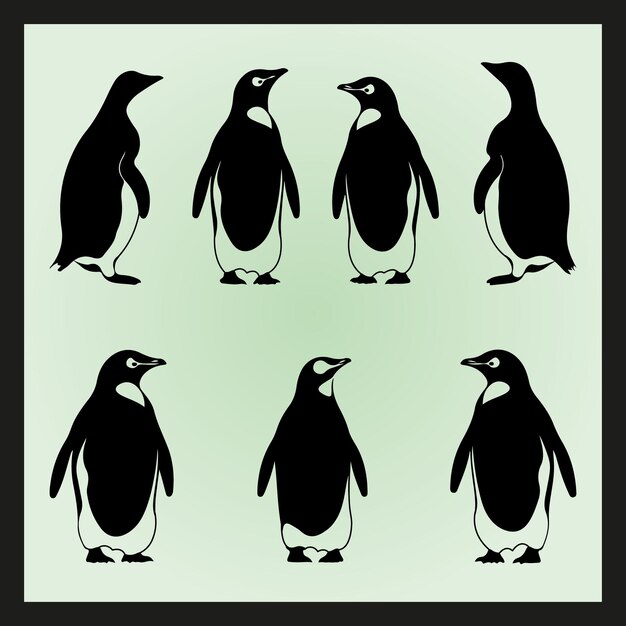 Vector a group of penguins with different designs on them