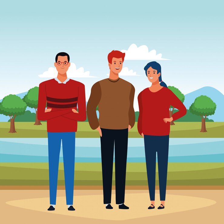 Vector group of people avatar cartoon character