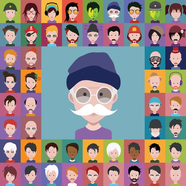 Vector group of people avatar icons