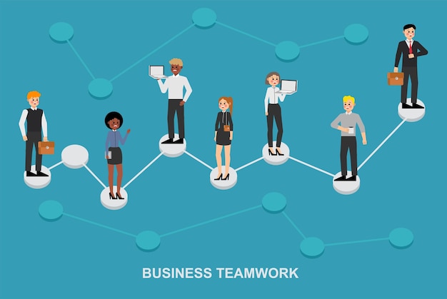 Group of people business people and business women working in office vector character design