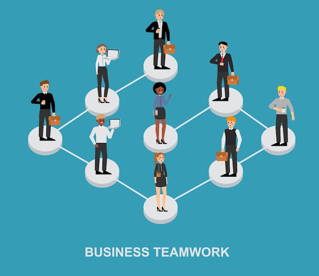 Group of people business people and business women working in office vector character design