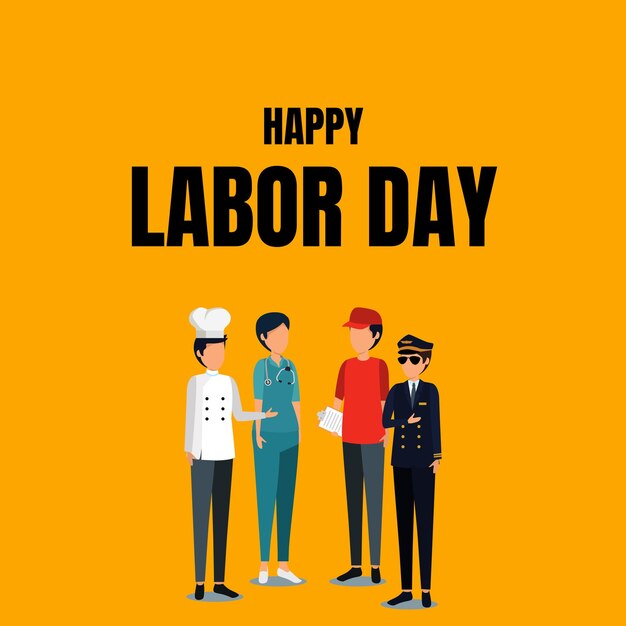 A group of people celebrate labor day illustration