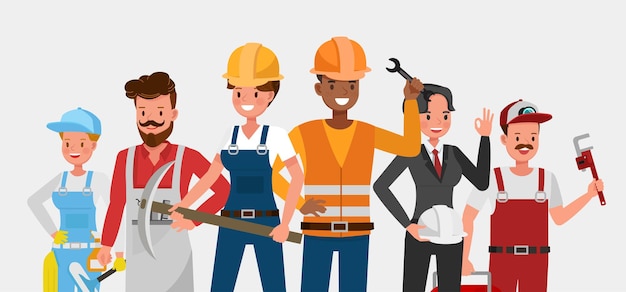 Group of people different job and occupations character vector design. Labor Day.