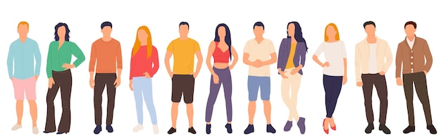 Group of people in flat style isolated vector