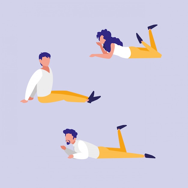 Group people lying down avatar character