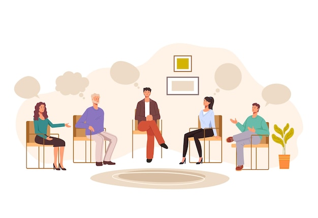 Group people psychology problems therapy concept. 