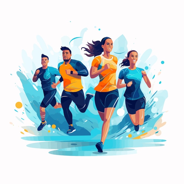 Vector group of people running