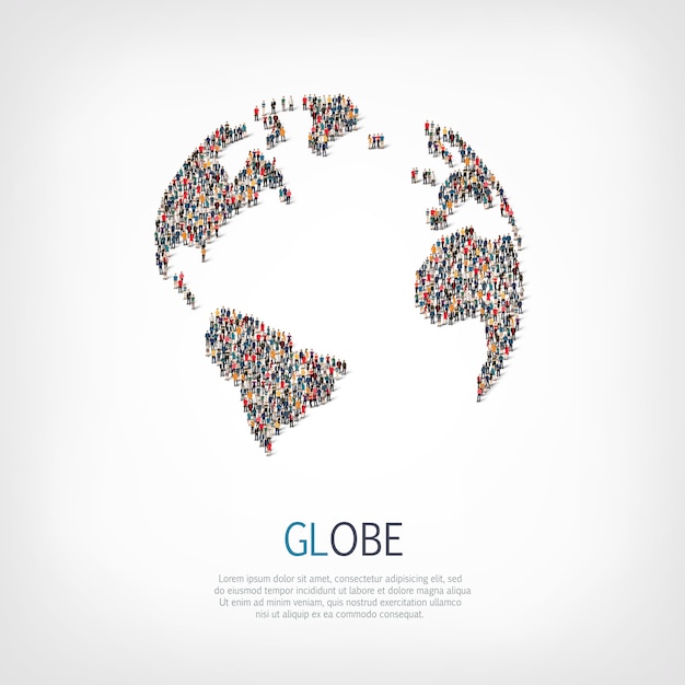 Vector group  people  shape globe