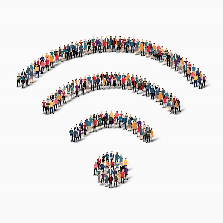 Vector group  people shape  wi fi