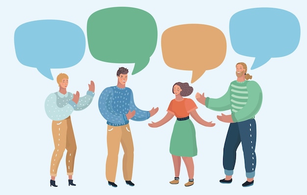 Group of people with blank speech bubbles