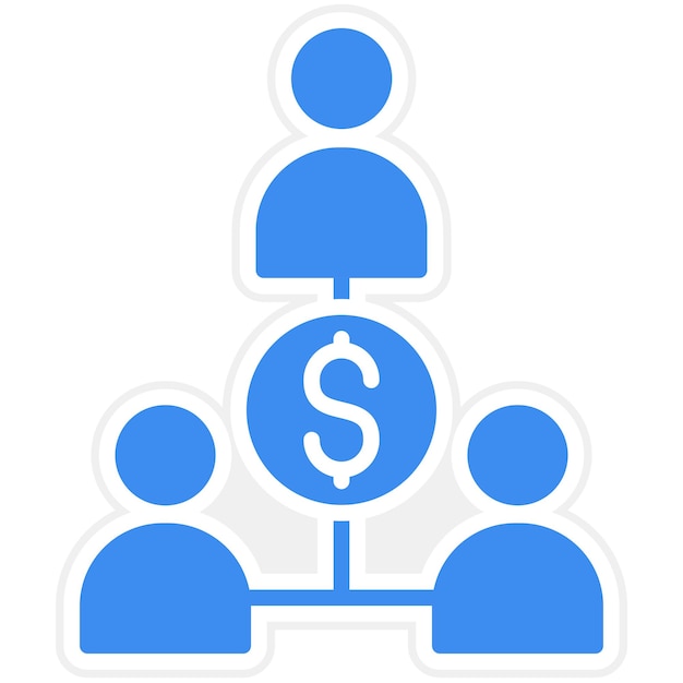 Vector a group of people with a blue background with a dollar sign in the middle