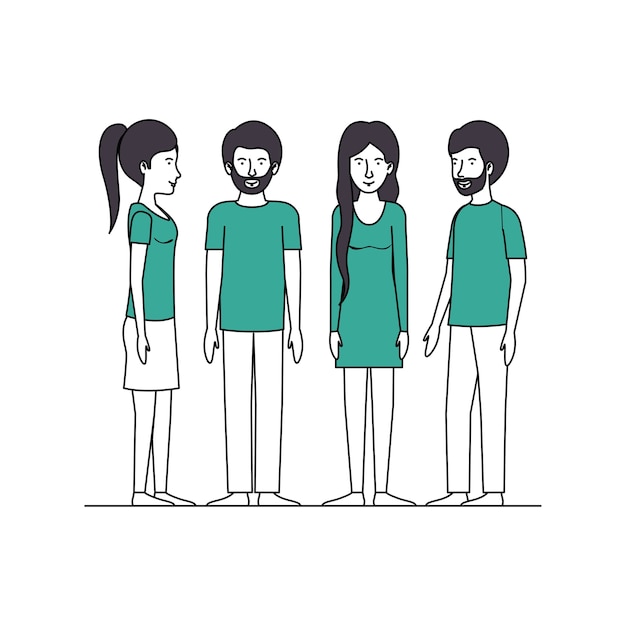 Group of people with green clothes