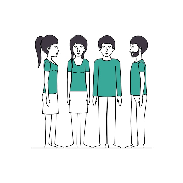 Group of people with green clothes