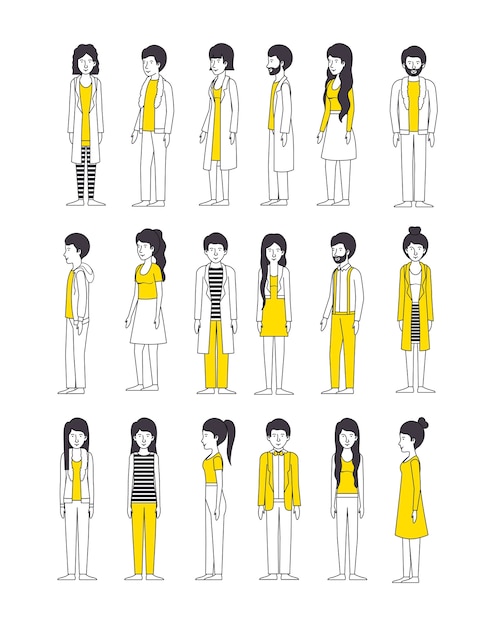 group of people with yellow clothes 