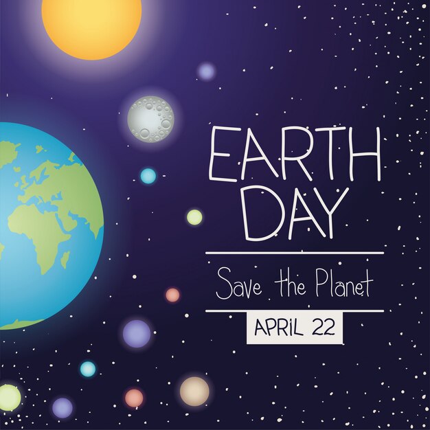 Vector group of planets earth day celebration