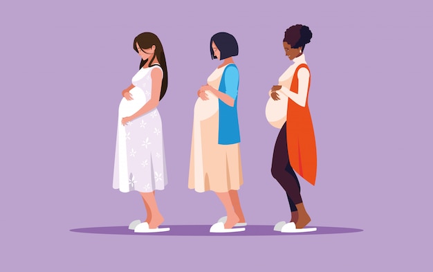 Group of pregnant women avatar character