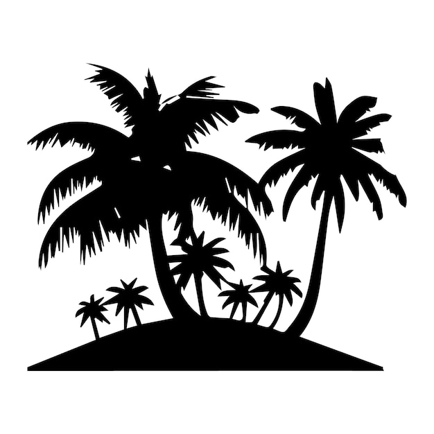 A Group Of set Coconut Tree Vector Silhouette palm tree vector silhouette