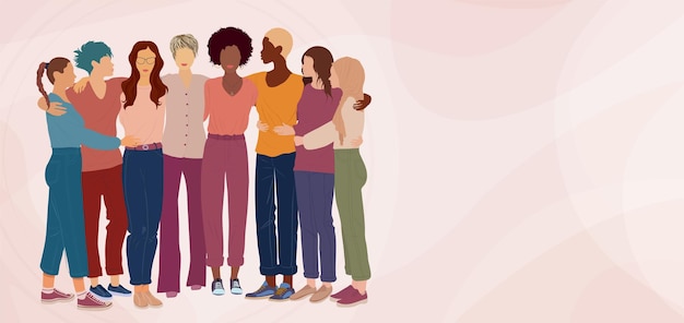 group silhouette of multicultural women international women s day empowerment diversity inclusion equality or girl power or concept