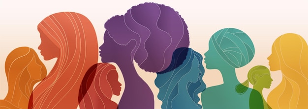 Group silhouette women Womens day Diversity inclusion equality or empowerment concept