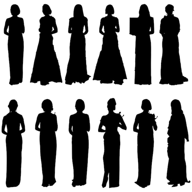 Group of Silhouettes Business Young Women