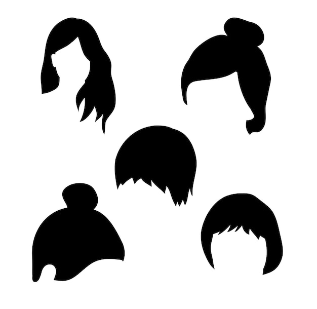 A group of silhouettes of women with different hair styles.