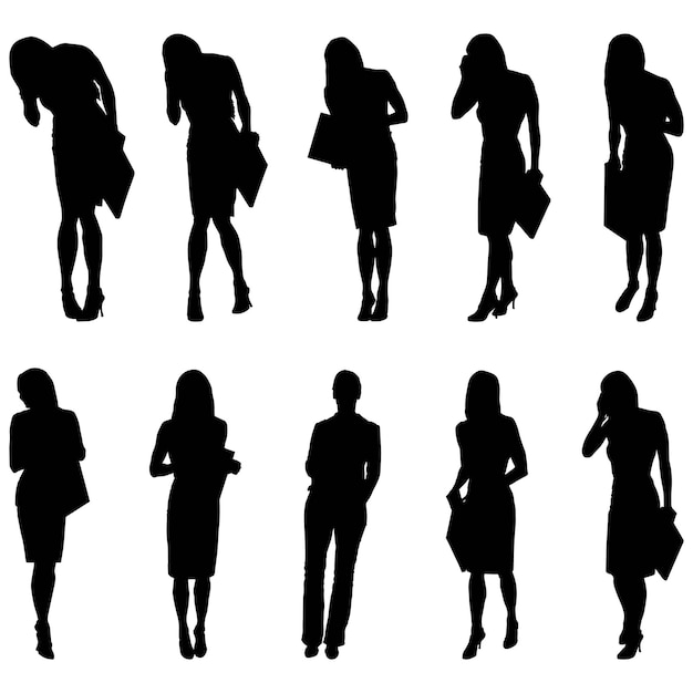 Group of Silhouettes Young Women