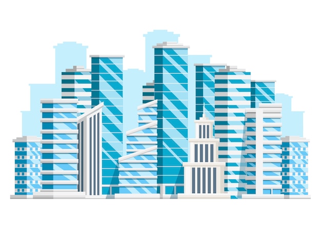 Vector group of skyscrapers. business building collection. city  elements.  illustration on white background. web site page and mobile app.