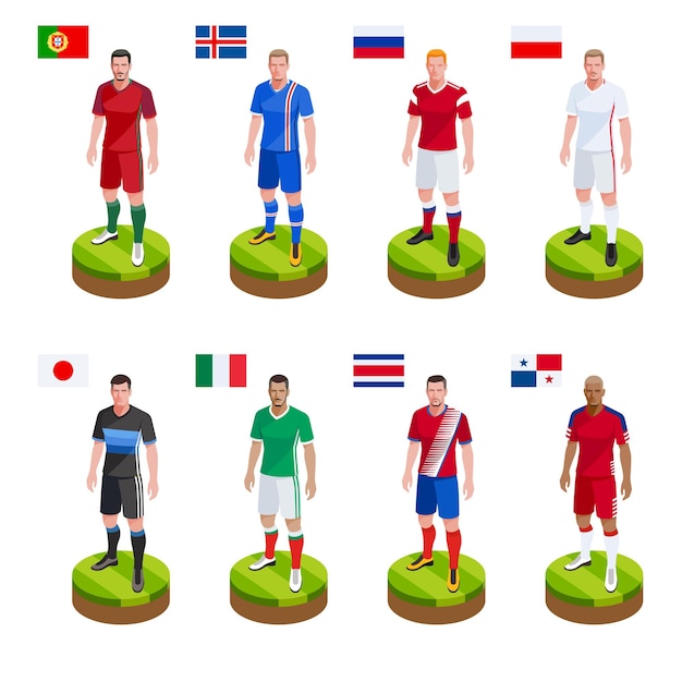 Group soccer football player jersey national world team