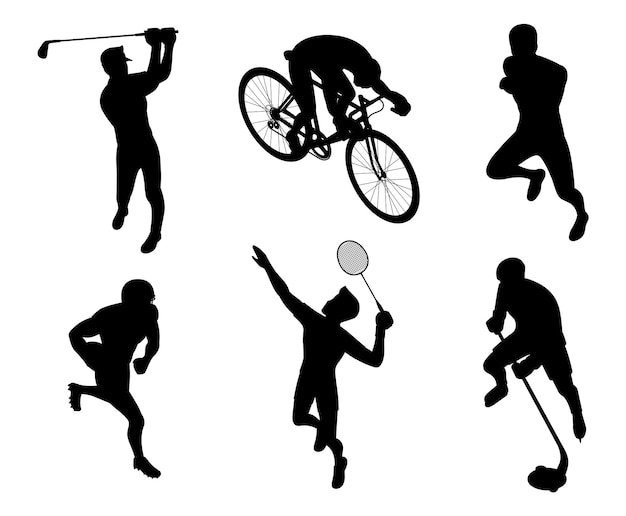 Group of sports people silhouettes