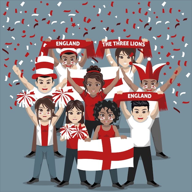 Vector group of supporter from england national football team