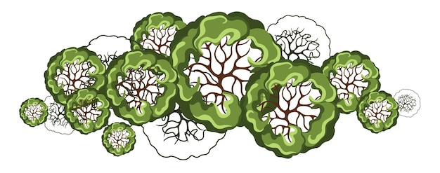 건축적인 바닥 계획을 위한 나무 그룹 엔터레이지 디자인  ⁇ 터 일러스트레이션