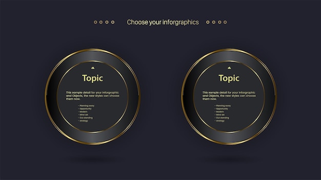 group of two infographic banners, buttons, workflow, levels concept, infographic gold and Premium.