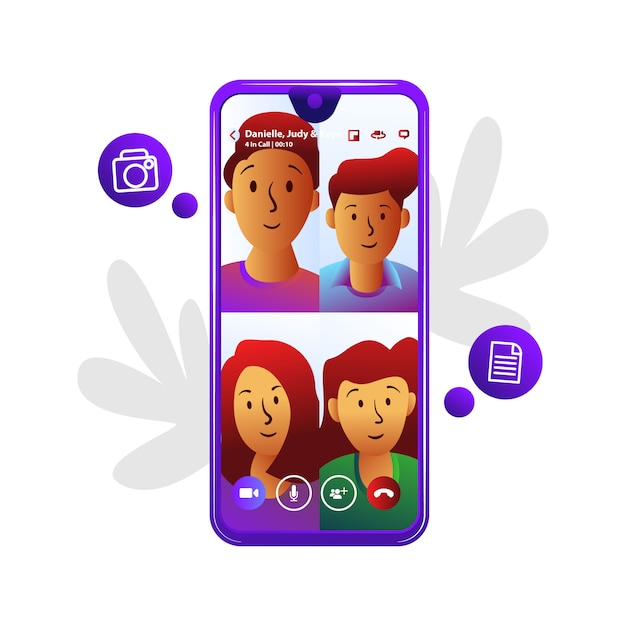 Vector group video call concept illustration