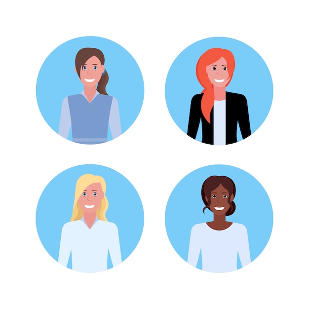 Vettore gruppo di avatar di donne