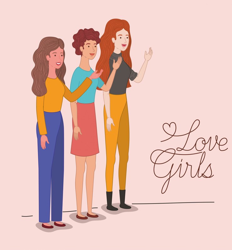 Vector group of women characters with feminist message