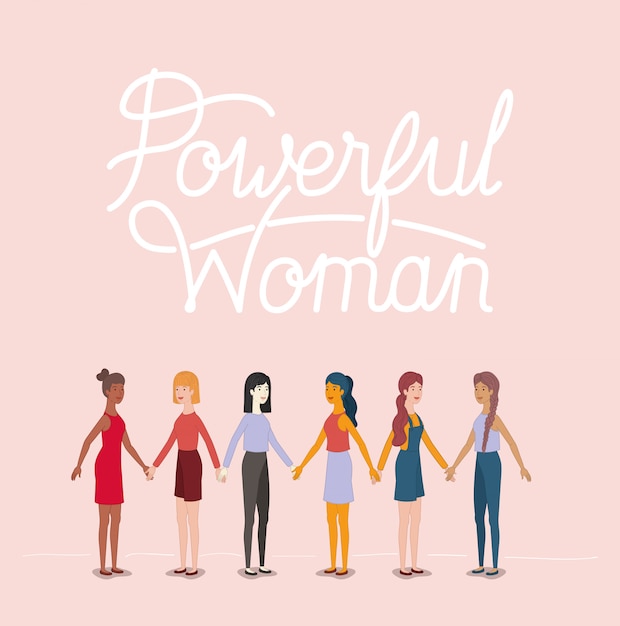 group of women characters with feminist message