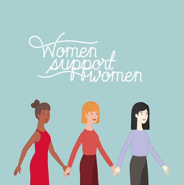 Vector group of women characters with feminist message