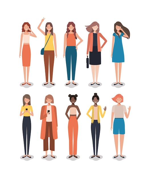 Vector group of women friends characters