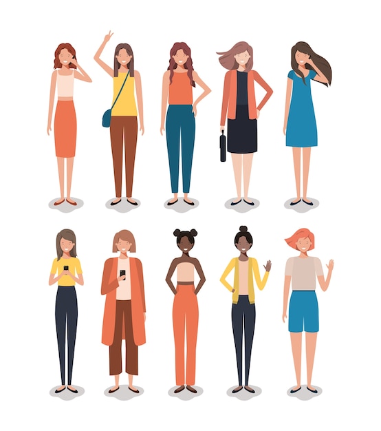 Vector group of women friends characters