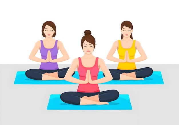 group of women meditating and practicing yoga