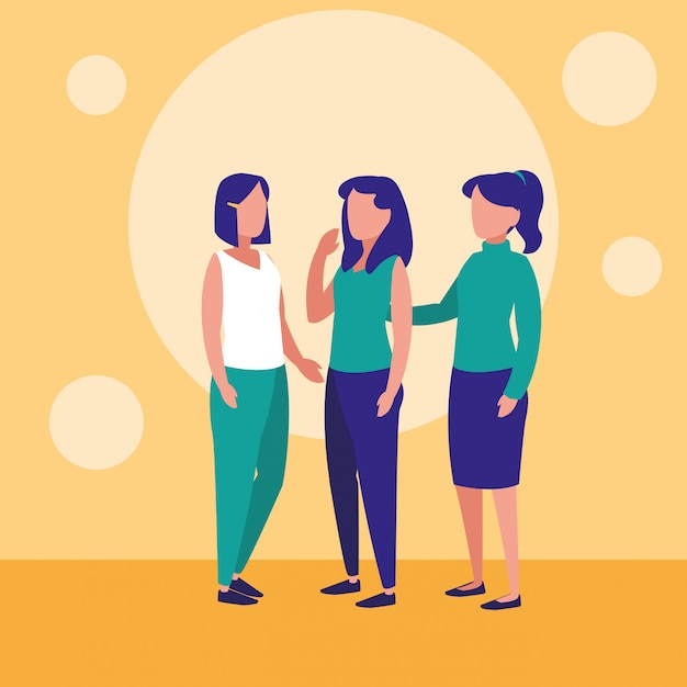 group of women posing characters