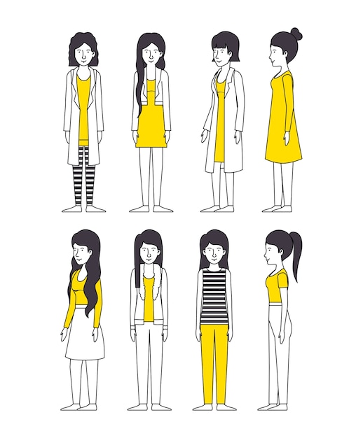 группа женщин с желтой одеждой
