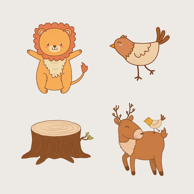 Group of woodland animals