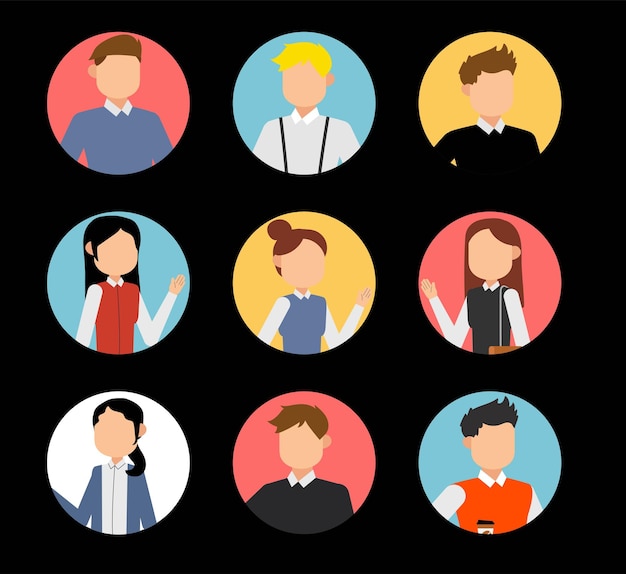 Group of working people business people and business women avatar icons People characters