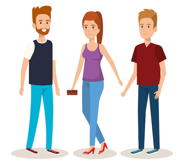 Group of young people avatars vector illustration design