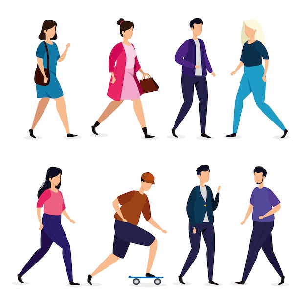 Vector group of young people characters illustration